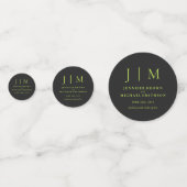 Cyber Lime Jet Black Monogram Klassische Hochzeit Konfetti (Rückseiten)