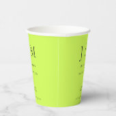 Cyber Lime Jet Black Simple Minimal Drink Wedding Pappbecher (Rechts)