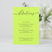 Cyber Lime Jet Black Simple Wedding Directions Begleitkarte (Stehend Vorderseite)