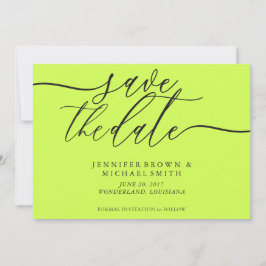 Cyber Lime Jet Black Wedding Save Date Photo Save The Date