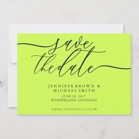 Cyber Lime Jet Black Wedding Save Date Photo Save The Date (Vorderseite)