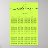 Cyber Lime Jet Black Welcome Wedding Table Seating Poster (Vorne)