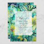 Cyber Limon Floral Wedding Einladung (Vorne/Hinten)