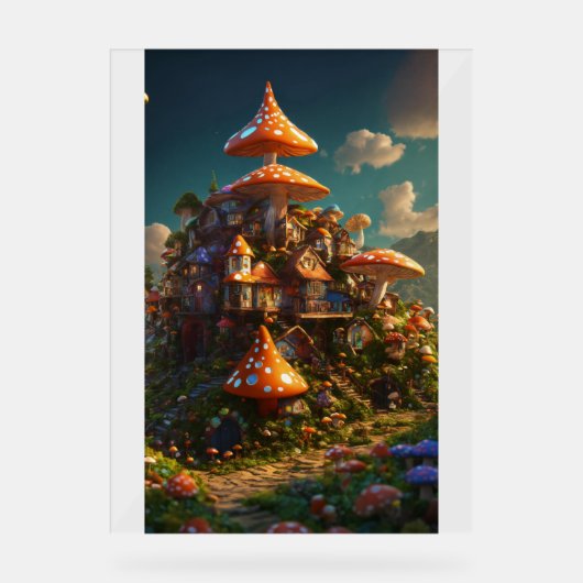 Cyber Lion: Futuristischer geometrischer Kopf Acrylschild (Vorderseite)