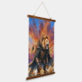 Cyber Lion of the Wastelands Wandteppich Mit Holzrahmen (Gewinkelt)