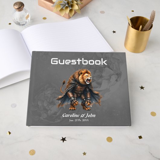 Cyber-Löwe der Ödlande Gästebuch (Vorderseite Offen)