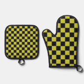 Cyber lyme checkerboard pattern ofenhandschuh & Topflappen-Set (Vorderseite)