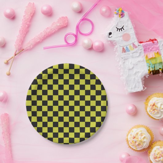 Cyber lyme checkerboard pattern pappteller (Party)