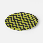 Cyber lyme checkerboard pattern pappteller (Schrägansicht)