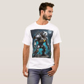 Cyber Mecha Panda Futuristic Robotic Warrior T-Shi T-Shirt (Vorne ganz)