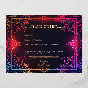Cyber-Mittelalterliche Fusion Wedding RSVP Card RE Folien Feiertagspostkarte