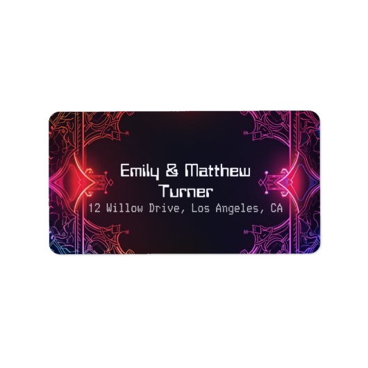 Cyber-Mittelalterliche Fusionshochzeit Adressaufkleber (Vorne)