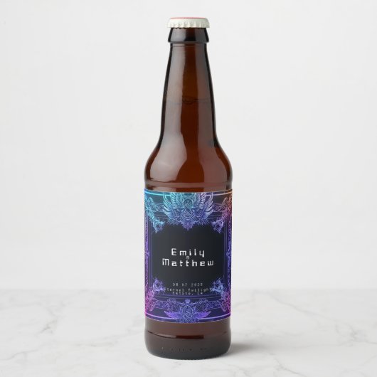 Cyber-Mittelalterliche Fusionshochzeit Bierflaschenetikett (Vorderseite)