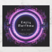 Cyber-Mittelalterliche Fusionshochzeit Schaumweinetikett (Einzelnes Label)