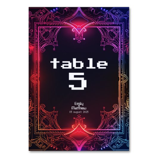 Cyber-Mittelalterliche Fusionshochzeit Tischnummer (Vorderseite)