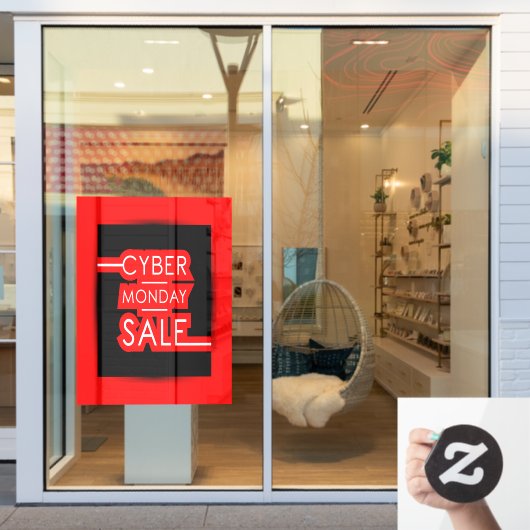 Cyber Monday Black Red Business Sale Banner Fensteraufkleber (Schaufenster)