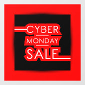 Cyber Monday Black Red Business Sale Banner Fensteraufkleber (Blatt)
