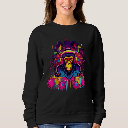 Cyber Moneky DJ Rave Music Festival Sweatshirt (Vorderseite)