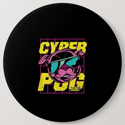 Cyber Mops 2021 Funny Dog Mops Design Button (Vorderseite)