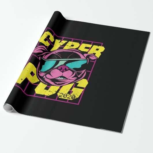 Cyber Mops 2021 Funny Dog Mops Design Geschenkpapier (Ungerollt)