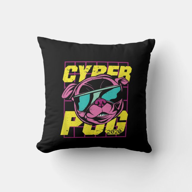 Cyber Mops 2021 Funny Dog Mops Design Kissen (Vorderseite)