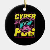 Cyber-Mops | Cooler Mops Hund Keramik Ornament (Vorne)