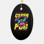 Cyber-Mops | Cooler Mops Hund Keramik Ornament (Links)