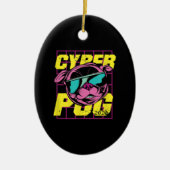 Cyber-Mops | Cooler Mops Hund Keramik Ornament (Vorne)