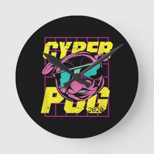 Cyber-Mops   Cooler Mops Hund Runde Wanduhr