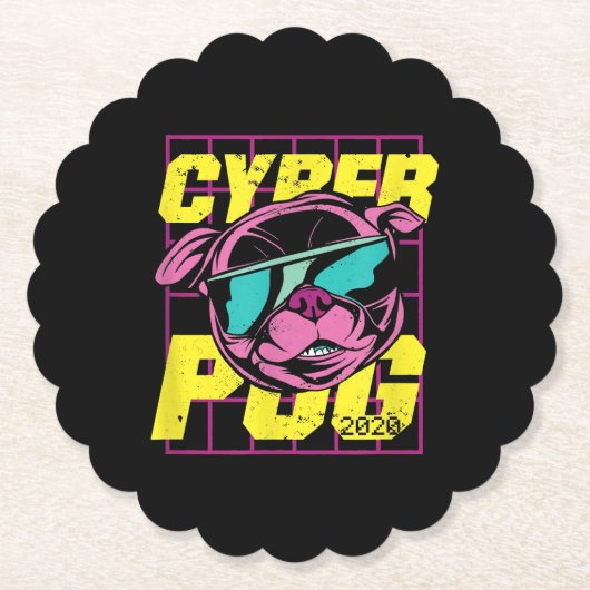 Cyber-Mops | Cooler Mops Hund Untersetzer (Vorderseite)