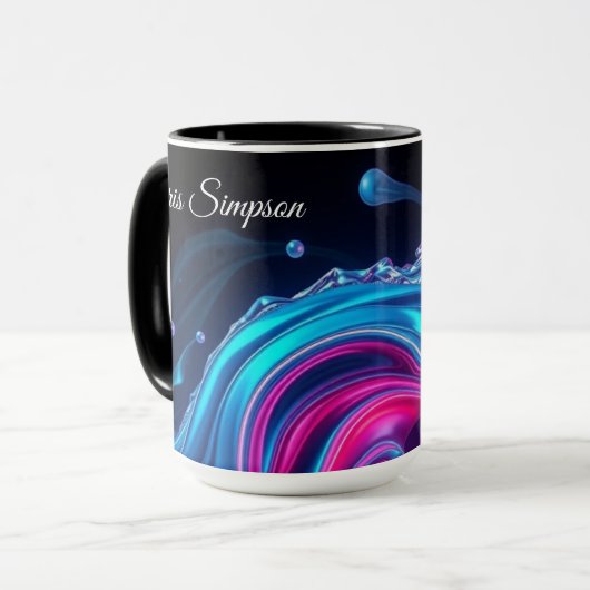 Cyber-Natural Wave Mural Full Wrap Personalized Tasse (Vorderseite Links)