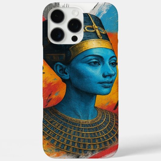 Cyber Nefertiti iPhone Case - Ägyptischer Neon Tec (Rückseite)