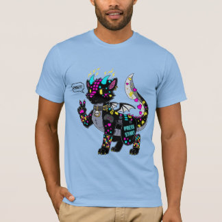 Cyber Neon Gamer Cat Furry T - Shirt