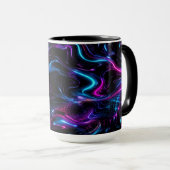 Cyber Neon Obsidian Morgen Kaffeetasse Ästhetik (VorderseiteRechts)