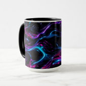 Cyber Neon Obsidian Morgen Kaffeetasse Ästhetik (Vorderseite Links)