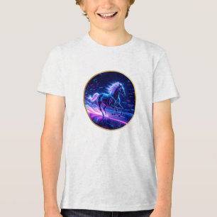 **Cyber Neon Pferd – Futuristische Glowing-Kunst** Tri-Blend Shirt