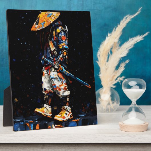 Cyber Ninja Palette Knife Neon Orange Impasto Fotoplatte (Seite)