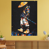 Cyber Ninja Palette Knife Neon Orange Impasto Leinwanddruck (Insitu (Wohnzimmer))