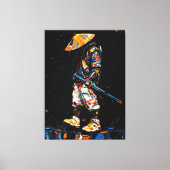 Cyber Ninja Palette Knife Neon Orange Impasto Leinwanddruck (Vorderseite)