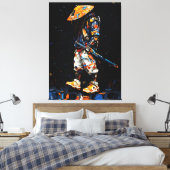 Cyber Ninja Palette Knife Neon Orange Impasto Leinwanddruck (Insitu (Schlafzimmer))