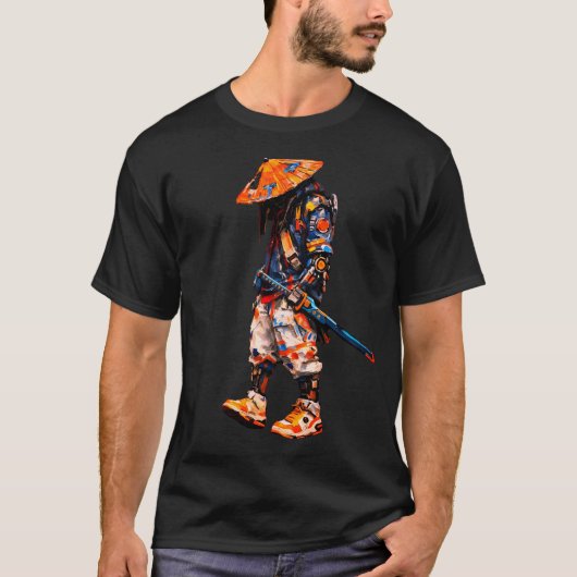 Cyber Ninja Palette Knife Neon Orange T-Shirt (Vorderseite)