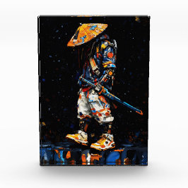 Cyber-Ninja-Palettenmesser Neonorange Impasto Fotoblock