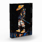 Cyber-Ninja-Palettenmesser Neonorange Impasto Fotoblock (Links)