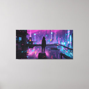 Cyber Noir (Cyberpunk Night City) Leinwanddruck