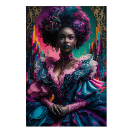 Cyber Nouveau African American Beauty Poster