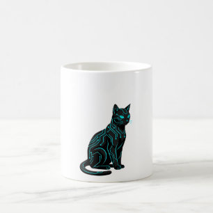Cyber Nyan futuristische Cyberpunk-Katzen-Gamer-Be Kaffeetasse