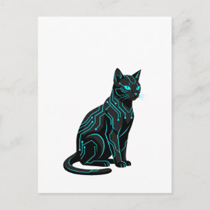 Cyber Nyan futuristische Cyberpunk-Katzen-Gamer-Be Postkarte