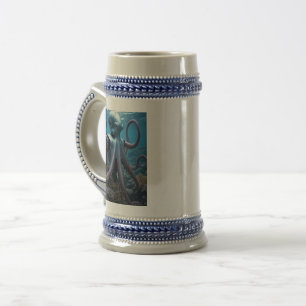 Cyber Octopus blue stein 2 Bierglas