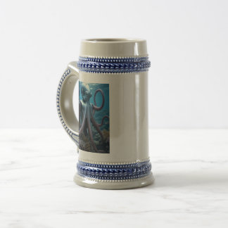 Cyber Octopus blue stein 2 Bierglas