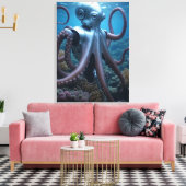 Cyber Octopus canvas print Leinwanddruck (Insitu (Wohnzimmer))